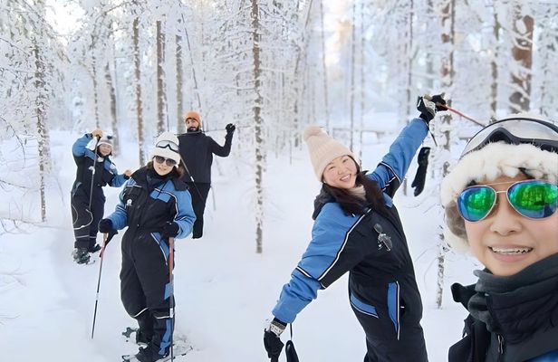 Snowshoe small-group adventure with BBQ at Vikaköngäs from Rovaniemi