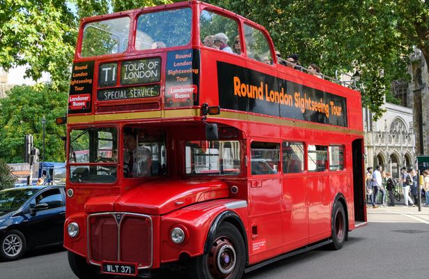 London sightseeing tour on a vintage open-top bus