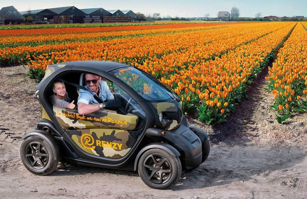Drive-it-yourself electric car with tulip and flower fields audio tour