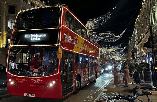 Christmas lights tour by bus and boat in London