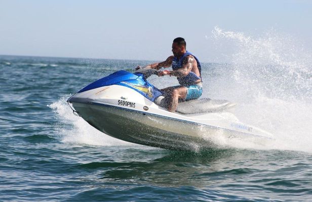 Senggigi jet ski ride with drone photos and hotel pickup