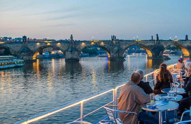 Prague dinner cruise on the Vltava River with hotel transfers