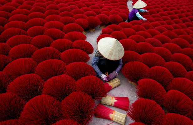 Handmade incense-making activity in local village from Hanoi