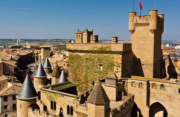 Olite Royal Palace and Ujue Monastery from Pamplona