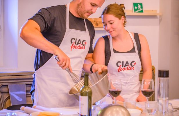 Express pasta and tiramisu cooking class with unlimited wine