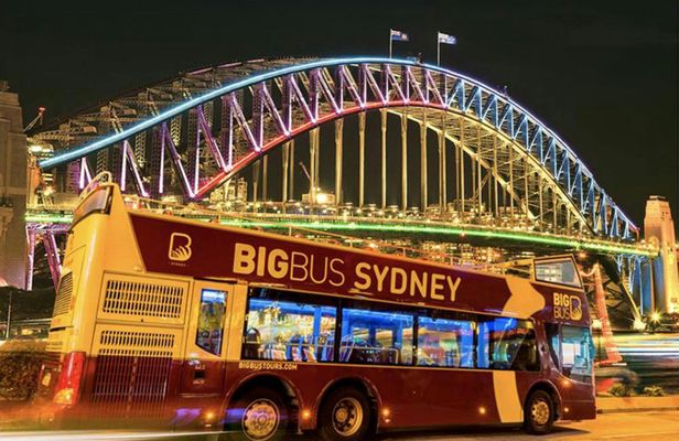 Sydney night open-top double-decker bus tour with guide