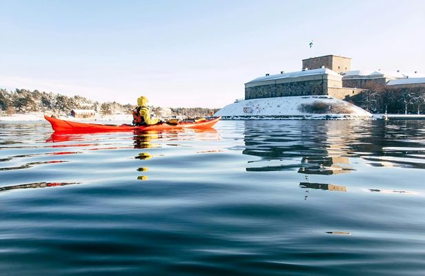 Stockholm Archipelago winter kayak tour with Swedish fika and sauna