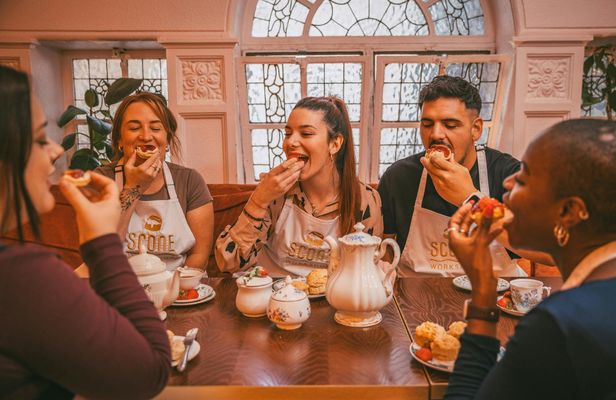 Traditional English scone-making workshop in London with tea