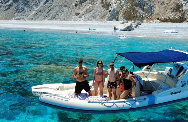 Boat tour to Blue Caves and Limnionas Beach from Agiokampos