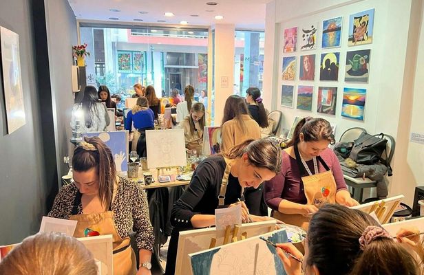 Guided paint and sip workshop in the centre of Athens