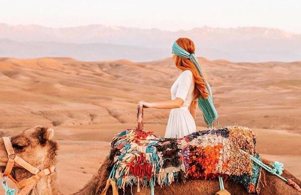 Agafay desert private sunset camel ride from Marrakech