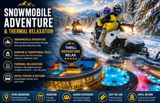 Snowmobile or quad ride and thermal pools day trip from Zakopane