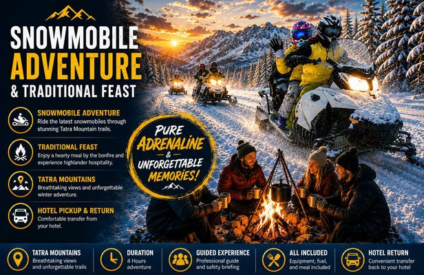 Snowmobile or quad tour and bonfire with transfer from Zakopane