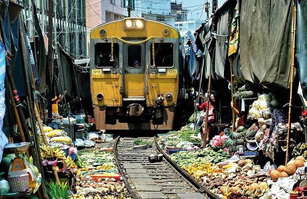 Maeklong Railway Market and Biking in the Village