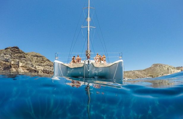Santorini Catamaran Cruise with Fresh Meal and Open Bar