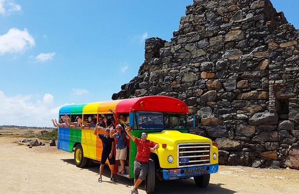 Colorful Beach Bus Sightseeing Tour of Aruba