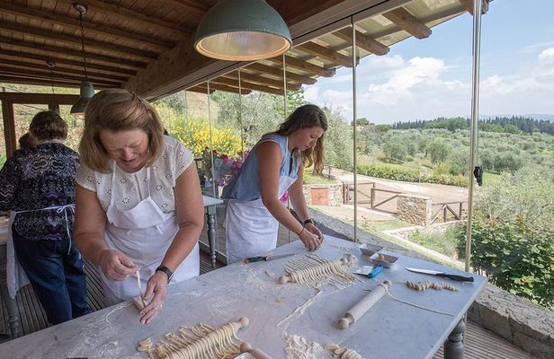 Cooking Class and Lunch at a Tuscan Farmhouse with Local Market Tour from Florence