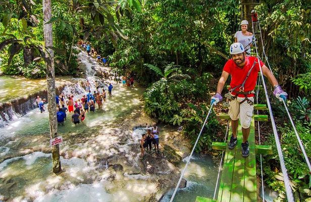 Dunn's River Climb and Zipline Over The Falls 