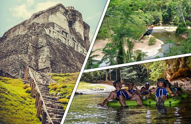 Xunantunich, Cave Tubing and Zipline tour from Belize City