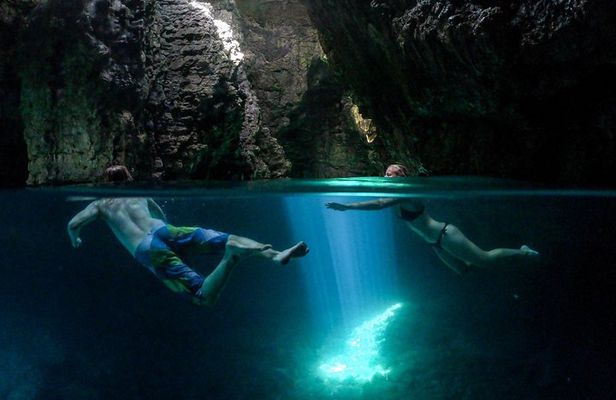 Cave exploring by kayak