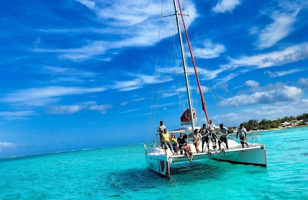 Catamaran Adventure Full Day: Ile aux cerfs,GRSE Waterfall,Snorkeling &BBQ Lunch