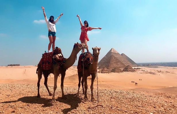 Full Day guided tour to Giza pyramids Sphinx Coptic Old Cairo and Khan el-Khalili Bazaar