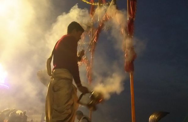 Walking tour in Varanasi along the ghats (riverbank) in Morning
