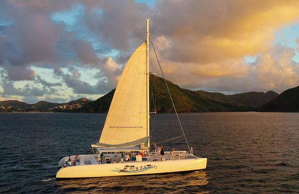 Private Catamaran Sunset Cruise from St Lucia for Up to 15 Guests