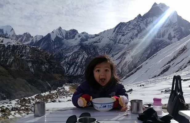 Landing Helicopter at Annapurna base camp from Pokhara tour