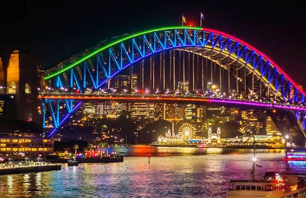 Vivid 90-Minute Sydney Harbour Intimate Catamaran Cruise with Canapes
