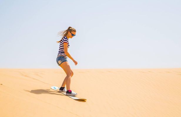 Dubai Morning Safari Tour, Camel, Falcon & Sand Boarding