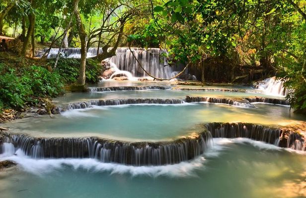 Full Day bamboo experience with cooking class & Kuang si waterfalls