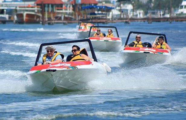 Jungle Tour In Cancun, drive a speedboat through the lagoon with your companion