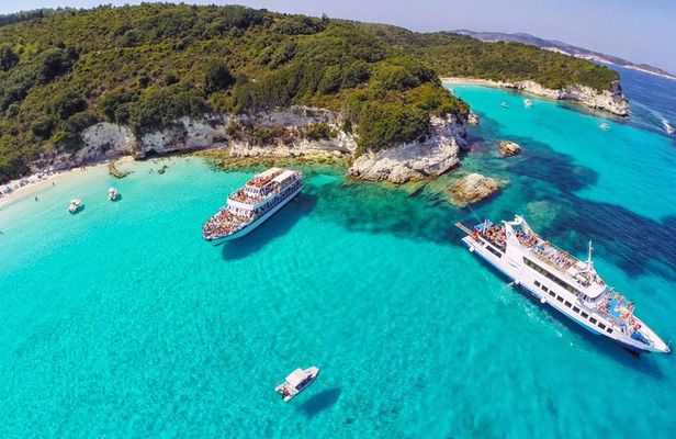 Paxos Antipaxos Blue Caves (Lakka Village) from Corfu