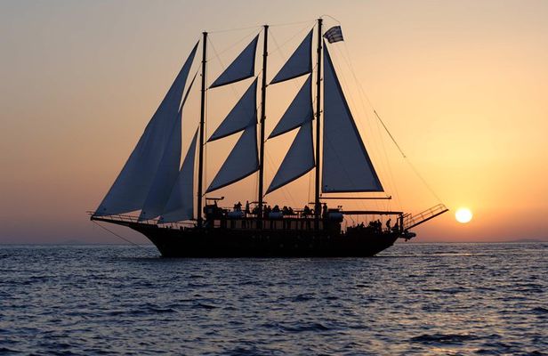 Santorini Caldera Sunset Sailing Cruise with Dinner and Wine