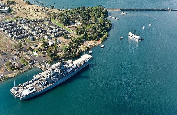 Battleships of WWII at Pearl Harbor from Maui
