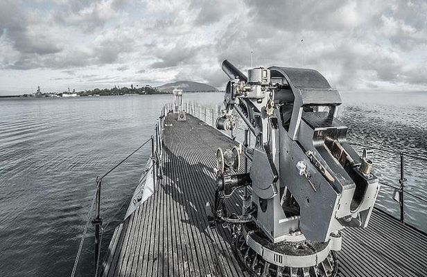 Battleships of WWII at Pearl Harbor from Big Island