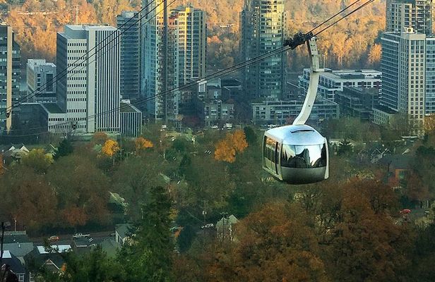 Aerial Tram Ride with Doughnuts at Sunrise in Portland Oregon