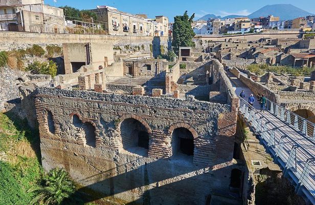 Guided Day Tour of Pompeii and Herculaneum with Light Lunch
