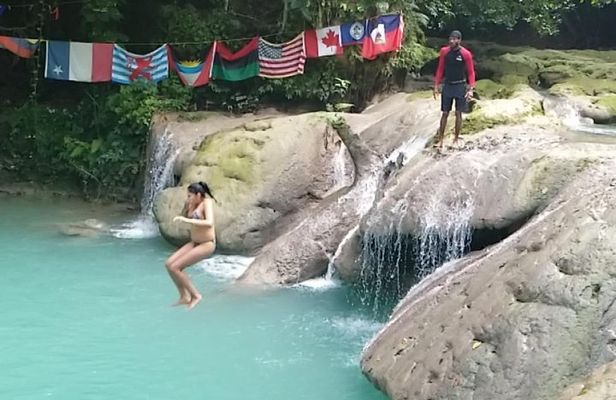 Private Blue Hole Secret Falls & River Tubing with Transportation