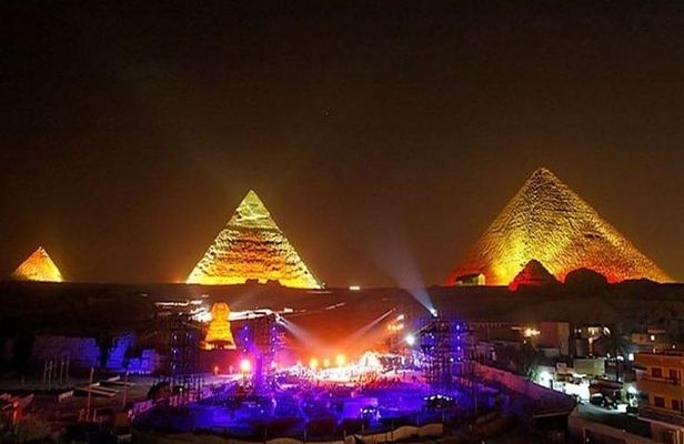 Sound and Light Show at Giza Pyramids and local dinner