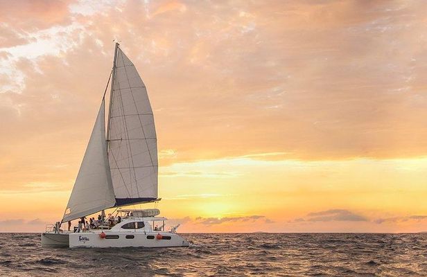 Luxury Sailboat at Sunset in Cancun