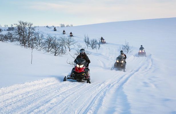 Snowmobile safari in the mountain plateau of Finnmarksvidda
