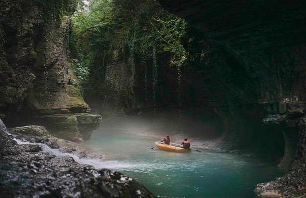 Prometheus cave, Martvili canyon, Okatse waterfall and Lomina lake from Kutaisi