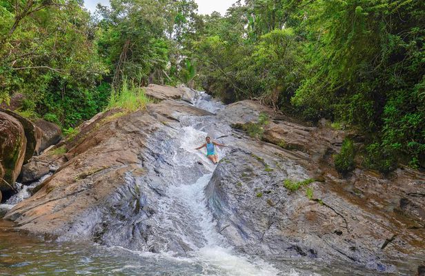 Yunque Rainforest River Rope Swing with Waterslide and Beach Tour