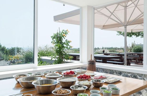 Private Santorini Cooking Class with a Chef Overlooking a Beautiful Garden