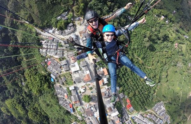 Flying Paragliding Over Medellín