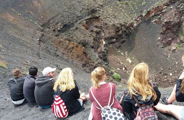 Trekking in the morning on Mount Etna