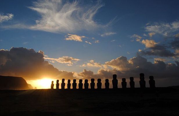 Sunrise in Tongariki on Easter Island Rapa Nui