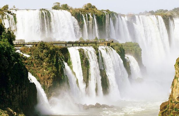 Brazilian Falls With Macuco Safari Boat